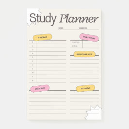 Minimal Study Planner With Hourly Schedule Post-it Klebezettel