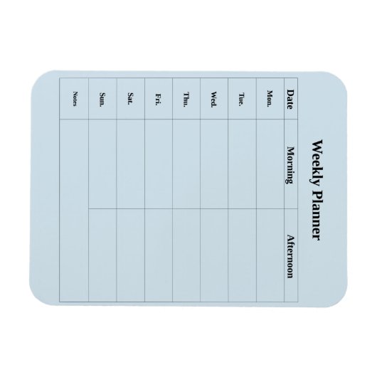 Minimal Style English Weekly Planner Magnet (Horizontal)