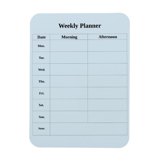 Minimal Style English Weekly Planner Magnet (Vertikal)