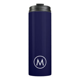 Minimal stylische Navy White Monogram Travel Mug Thermosbecher