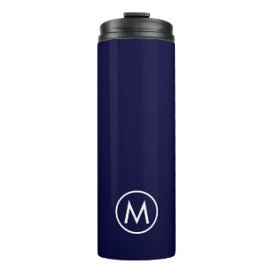 Minimal stylische Navy White Monogram Travel Mug Thermosbecher