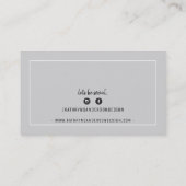 MINIMAL STYLISH einfache Blassgrau-Grenze schwarz Visitenkarte (Rückseite)