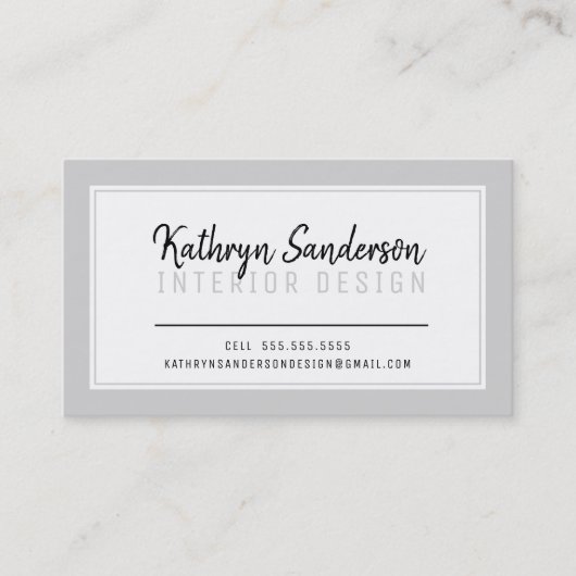 MINIMAL STYLISH einfache Blassgrau-Grenze schwarz Visitenkarte (Vorderseite)