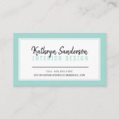 MINIMAL STYLISH einfache Grenz-Minze grün schwarz Visitenkarte (Vorderseite)