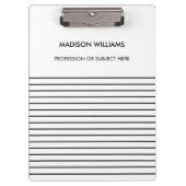 Minimal Stylish Modern Modern Clipboard Klemmbrett (Vorderseite)