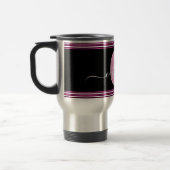 Minimal Stylish Monogram Name Black White Hot Pink Reisebecher (Links)