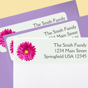 Minimal Stylish Pink Gerbera Daisy Rücksendeadress