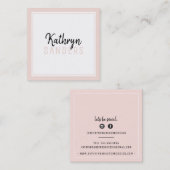 MINIMAL STYLISH, schlicht gestrichen, rosa schwarz Quadratische Visitenkarte (Vorne/Hinten)