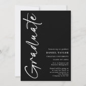 Minimal Stylish Script Foto Black Abschluss Ankündigung (Vorderseite)