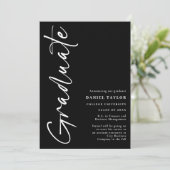 Minimal Stylish Script Foto Black Abschluss Ankündigung (Stehend Vorderseite)