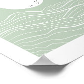 Minimal Sun and Ocean Waves Line Art  Poster (Ecke)