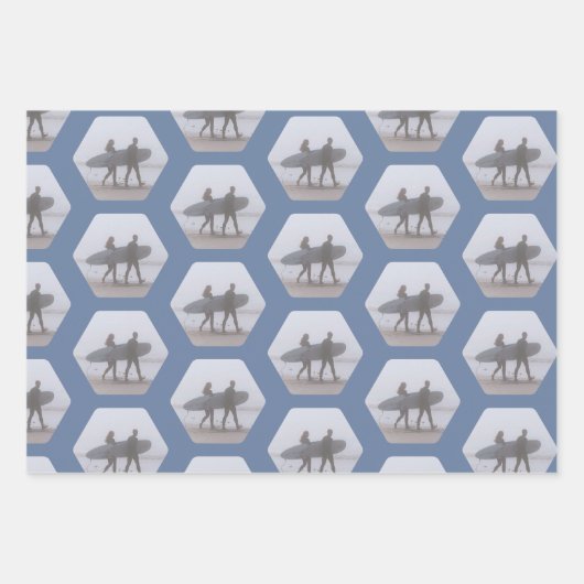 Minimal Surfer Couple Dusty Blue Geschenkpapier Set (Vorderseite 2)