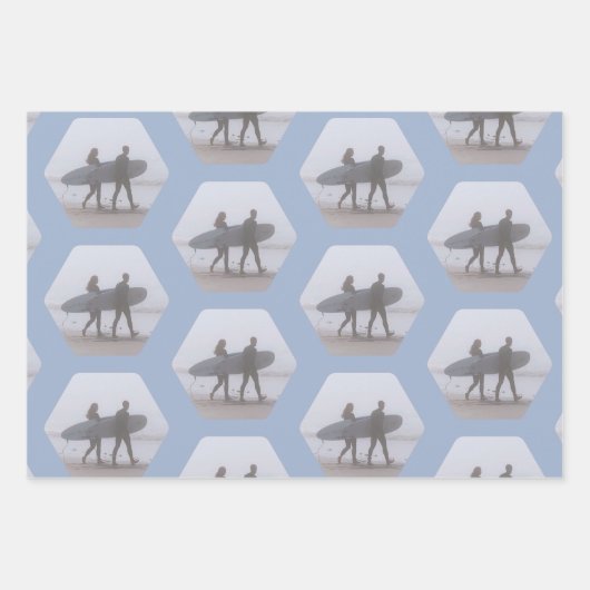 Minimal Surfer Couple Dusty Blue Geschenkpapier Set (Vorderseite)