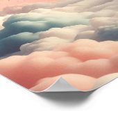 Minimal Surreal Tree Above Soft Pastel Clouds Poster (Ecke)