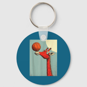 Minimal süße Giraffe Tier lustiger Basketball Schlüsselanhänger