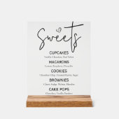 Minimal Sweet Dessert Menu Modernes Schwarz-weißes Acrylschild (Vorderseite)