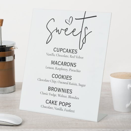 Minimal Sweet Dessert Menu Modernes Schwarz-weißes Sockelschild (In Situ)