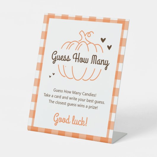 Minimal Sweet Pumpkin Baby Shower schätzt wie viel Sockelschild (Vorderseite)