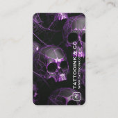Minimal Tattoo Artist Goth Skull Purple Tattooist Visitenkarte (Vorderseite)