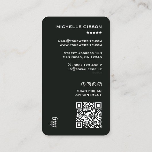 Minimal Tattoo Artist Goth Skull Purple Tattooist Visitenkarte (Rückseite)