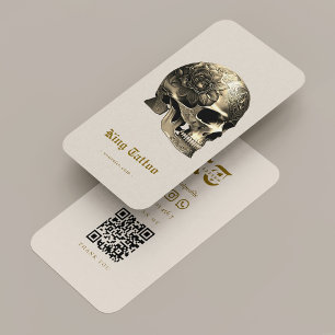Minimal Tattoo Artist Sand Tattooist Skull Visitenkarte