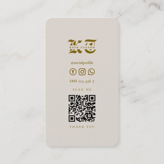 Minimal Tattoo Artist Sand Tattooist Skull Visitenkarte (Rückseite)