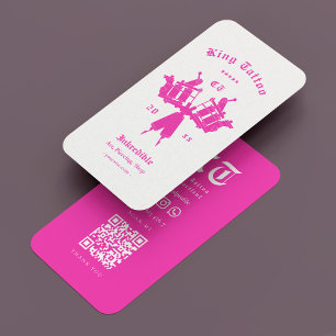 Minimal Tattoo Artist Tattooist White Pink Visitenkarte