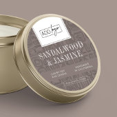 Minimal Taupe Boho Pattern Logo Wax Candle Jar Lid Runder Aufkleber