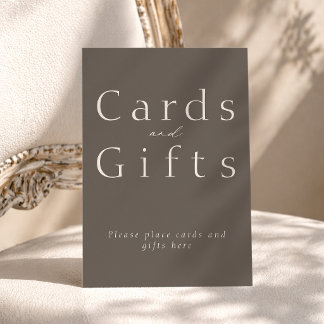 Minimal Taupe Cards and Gifts Wedding Sign Einladung