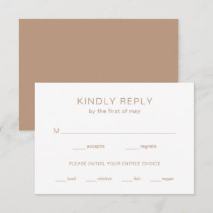 Minimal Taupe Moderne Hochzeit RSVP Karte