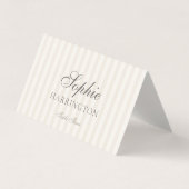 Minimal Taupe Stripe Wedding Place Card  (Vorderseite)