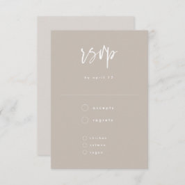 Minimal Taupe White Handgeschriebene SkriptWedding RSVP Karte