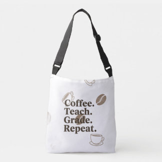 Minimal Teacher Zitat Poster "Kaffee. Lehre! Grad Tragetaschen Mit Langen Trägern