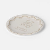 Minimal Teddy Bear Gender Neutral Baby Shower Pappteller (Schrägansicht)