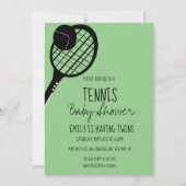Minimal Tennis Sports Baby Dusche Grüne Einladung (Vorderseite)