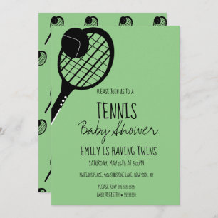 Minimal Tennis Sports Baby Dusche Grüne Einladung