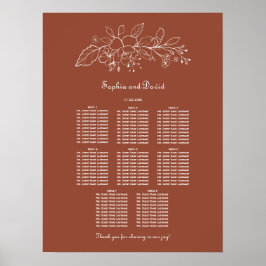 Minimal Terracotta 8 Tische Hochzeitskarte Poster