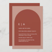 Minimal Terracotta & Blush Moderne Arche Hochzeit Einladung (Vorne/Hinten)
