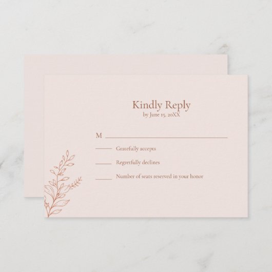 Minimal Terracotta Botanical RSVP Card (Vorne/Hinten)