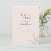 Minimal Terracotta Botanical Save the Date Einladung (Stehend Vorderseite)