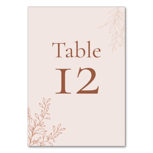 Minimal Terracotta Botanical Table Number Tischnummer (Vorderseite)