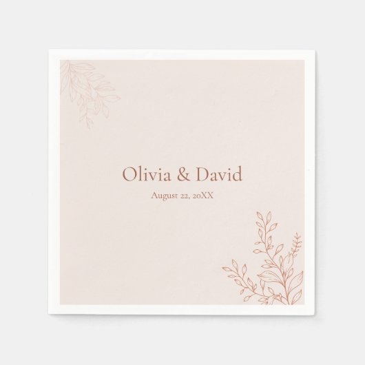 Minimal Terracotta Botanical Wedding Napkin Serviette (Vorderseite)