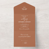 Minimal Terracotta Branch Calligraphy Wedding All In One Einladung (Innen Boden)