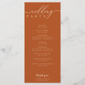 Minimal terracotta Ceremony wedding Programm (Rückseite)