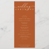 Minimal terracotta Ceremony wedding Programm (Vorderseite)