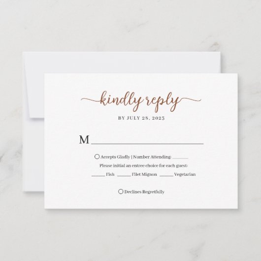 Minimal Terracotta Floral Monogram Wedding RSVP Karte (Vorderseite)