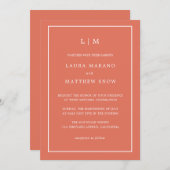 Minimal Terracotta Monogram Simple Wedding Einladung (Vorne/Hinten)