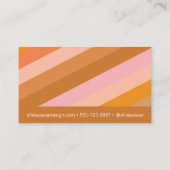 Minimal Terracotta Rosa Retro Boho Streifen Niedli Visitenkarte (Rückseite)