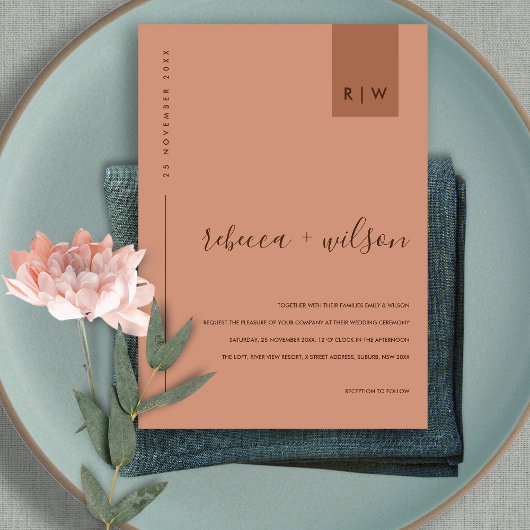 MINIMAL TERRACOTTA RUST ORANGE TYPOGRAPHY WEDD EINLADUNG