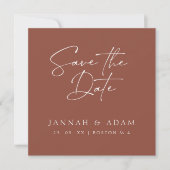 Minimal Terracotta Script Typografy Foto Wedding Save The Date (Vorderseite)